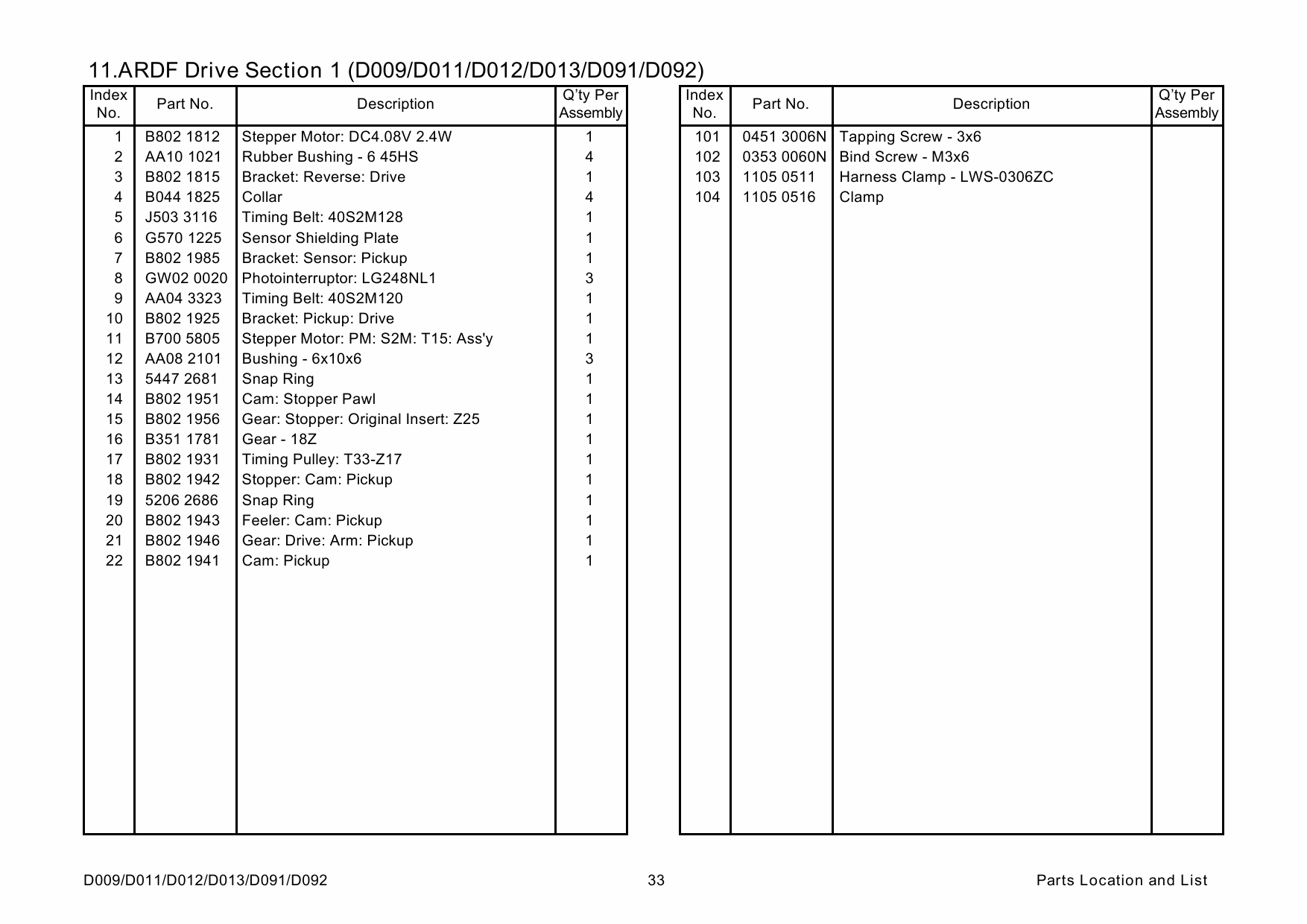 RICOH Aficio MP-4000 4001SP 40001G 5000 5001SP 5001G D009 D011 D012 D013 D091 D092 Parts Catalog-4